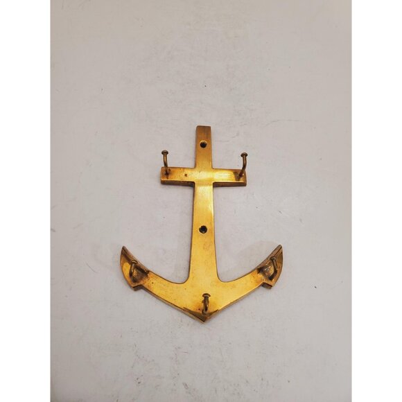 Vintage Brass Wall Key Holder Rack with five (5) Hooks | Mid Century Modern | - Picture 3 of 10